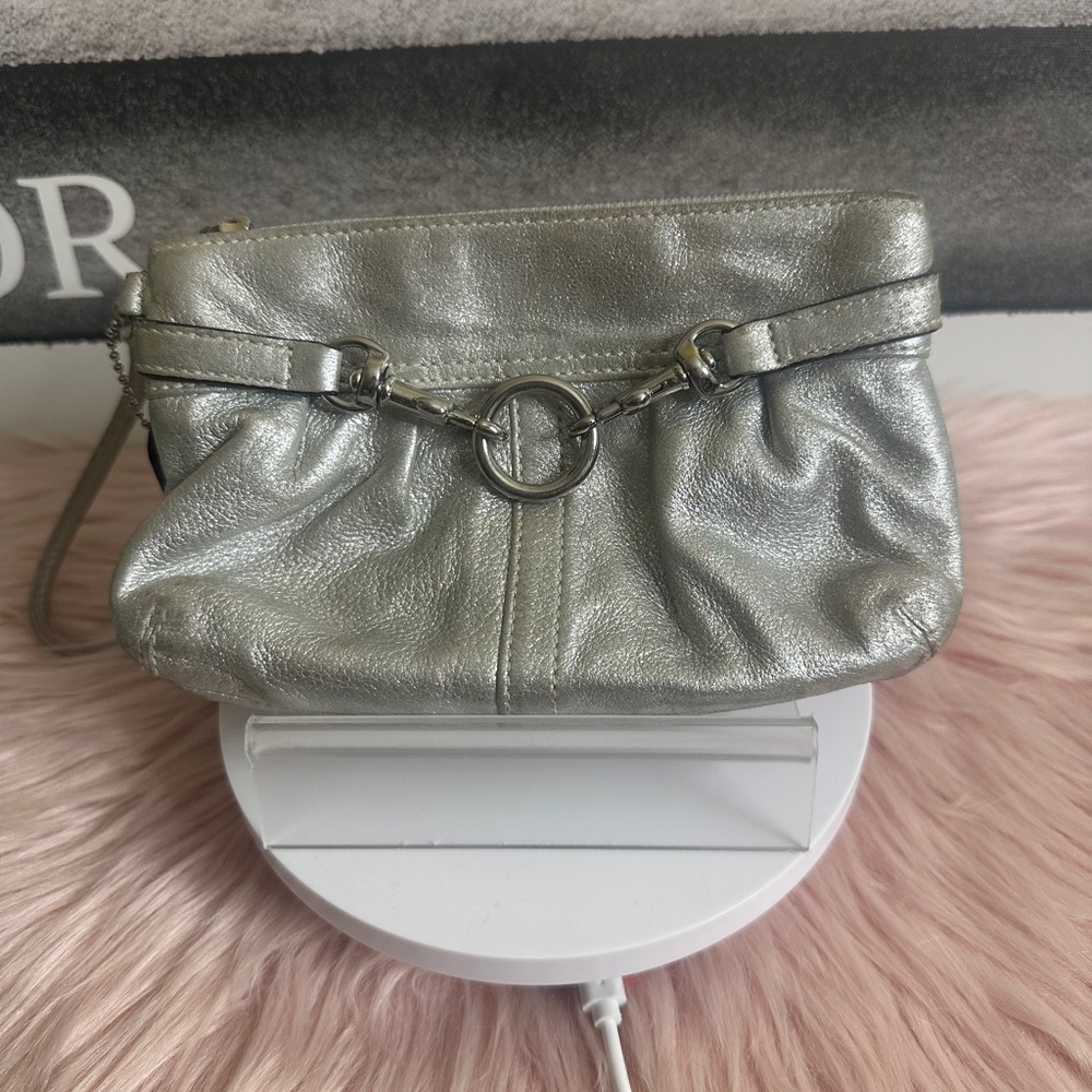 Coach Silver Wristlet with Ring Detail